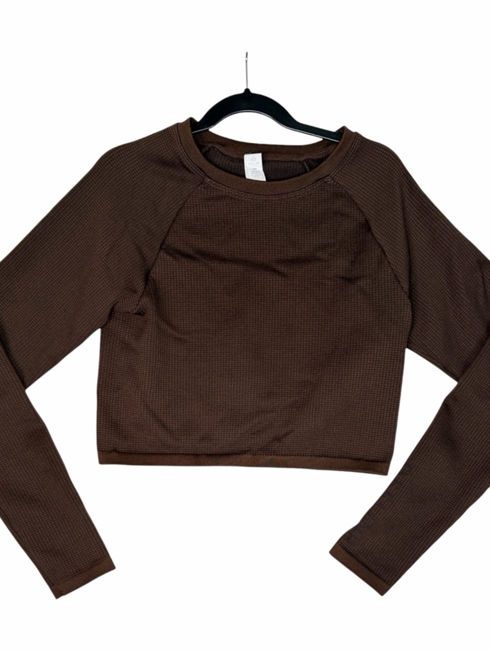 Women's Aerie OffLine Long Sleeve Cropped Top - Brown Size Medium